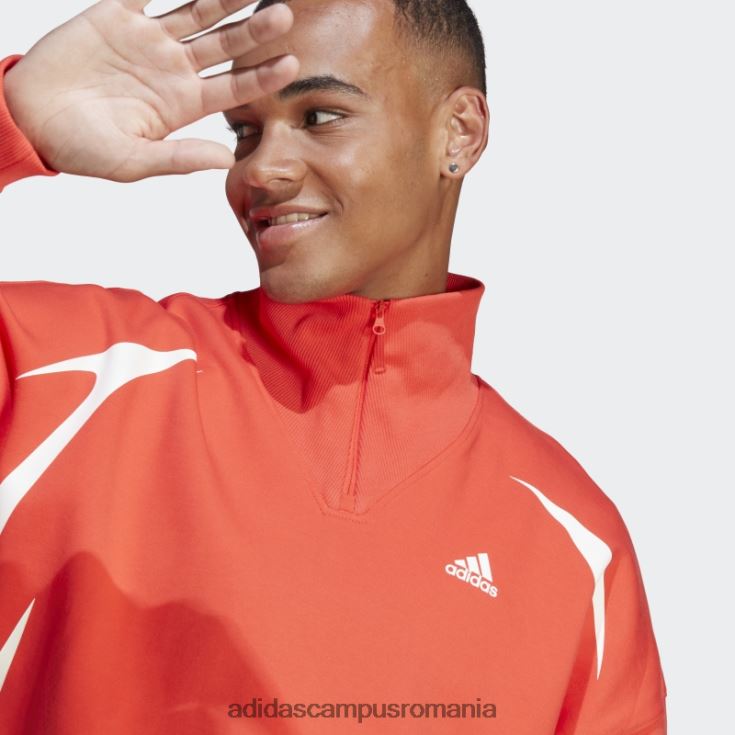 adidas campus romania hanorac colorblock cu fermoar sfert adidas rosu bărbați rosu alb J266N2888