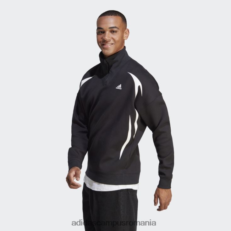 adidas campus romania hanorac colorblock cu fermoar sfert alb elegant bărbați alb negru J266N25680
