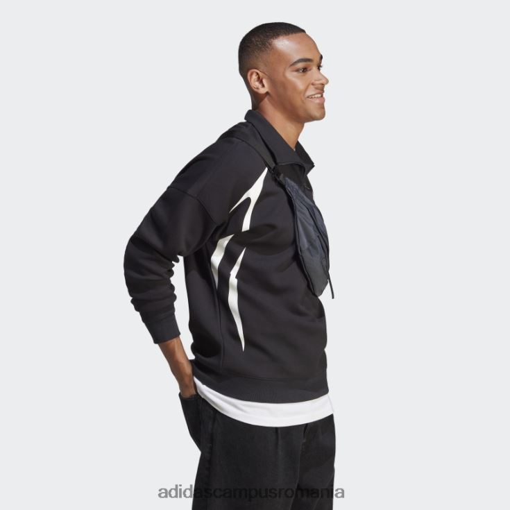adidas campus romania hanorac colorblock cu fermoar sfert alb elegant bărbați alb negru J266N25680