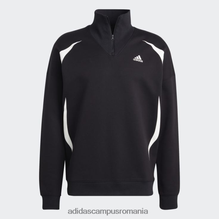 adidas campus romania hanorac colorblock cu fermoar sfert alb elegant bărbați alb negru J266N25680