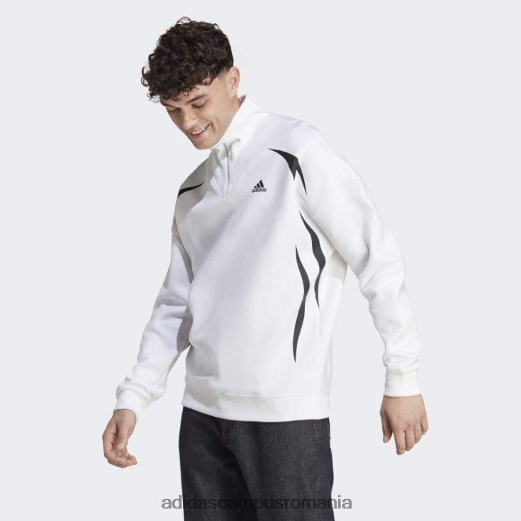 adidas campus romania hanorac colorblock cu fermoar sfert negru fashion bărbați alb negru J266N2911