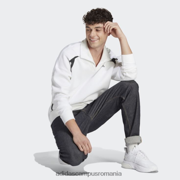 adidas campus romania hanorac colorblock cu fermoar sfert negru fashion bărbați alb negru J266N2911