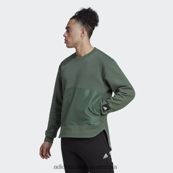 adidas campus romania hanorac crew țesut fleece oxid verde bărbați oxid verde J266N26980