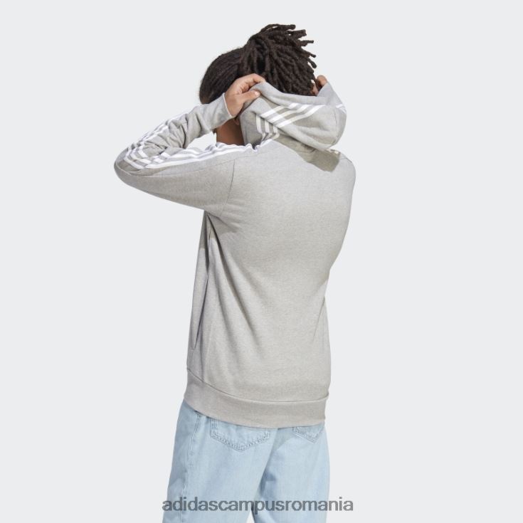 adidas campus romania hanorac cu fermoar complet, cu 3 dungi, alb fierbinte bărbați gri mediu/alb J266N213356