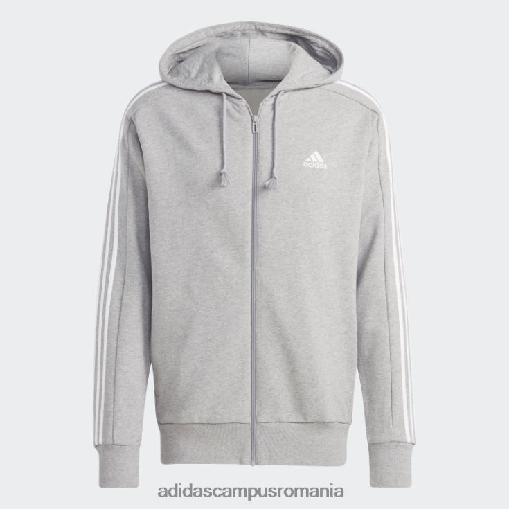 adidas campus romania hanorac cu fermoar complet, cu 3 dungi, alb fierbinte bărbați gri mediu/alb J266N213356