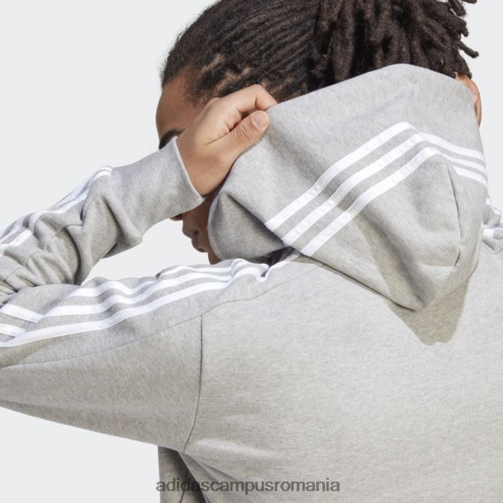 adidas campus romania hanorac cu fermoar complet, cu 3 dungi, alb fierbinte bărbați gri mediu/alb J266N213356