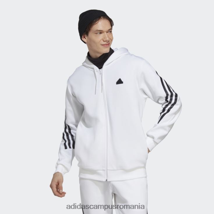 adidas campus romania hanorac cu fermoar complet, cu 3 dungi, icoane viitoare albe fierbinți bărbați alb J266N25105