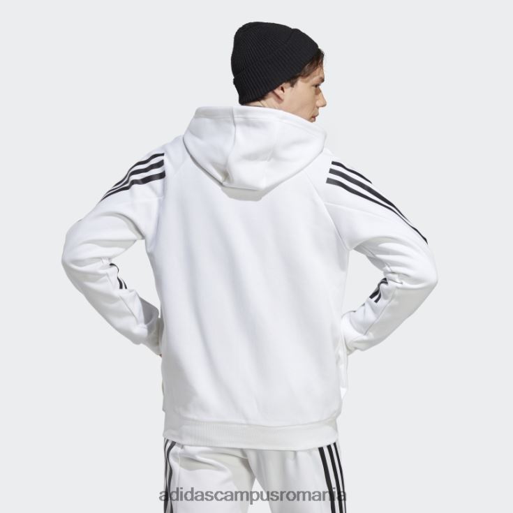 adidas campus romania hanorac cu fermoar complet, cu 3 dungi, icoane viitoare albe fierbinți bărbați alb J266N25105
