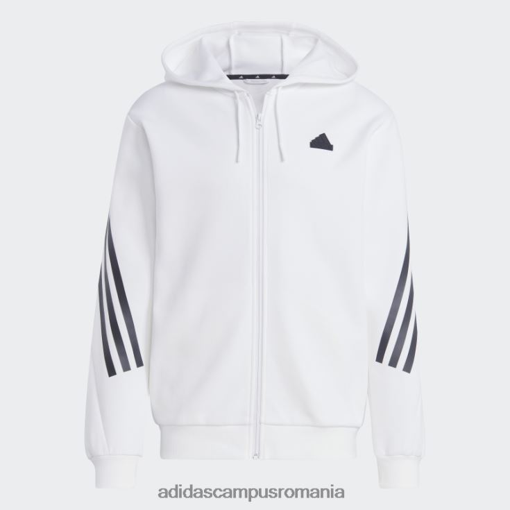 adidas campus romania hanorac cu fermoar complet, cu 3 dungi, icoane viitoare albe fierbinți bărbați alb J266N25105