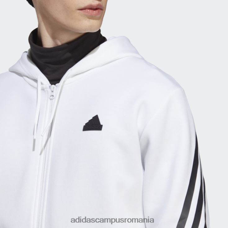 adidas campus romania hanorac cu fermoar complet, cu 3 dungi, icoane viitoare albe fierbinți bărbați alb J266N25105