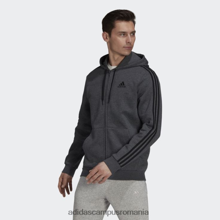 adidas campus romania hanorac cu fermoar complet din lână, gri închis, cu 3 dungi bărbați erica gri închis J266N2914
