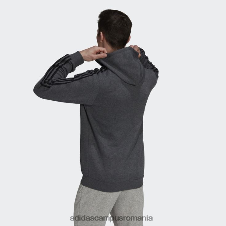 adidas campus romania hanorac cu fermoar complet din lână, gri închis, cu 3 dungi bărbați erica gri închis J266N2914