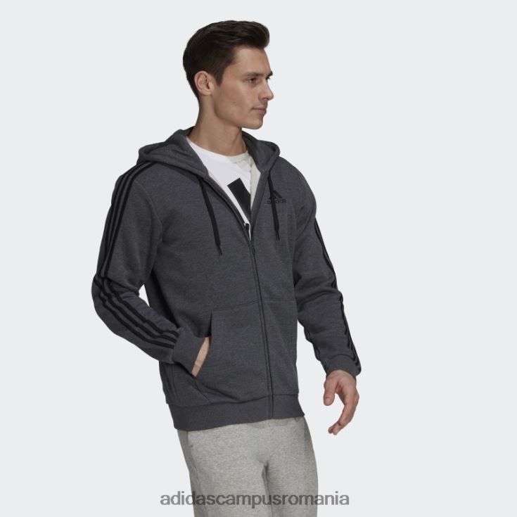 adidas campus romania hanorac cu fermoar complet din lână, gri închis, cu 3 dungi bărbați erica gri închis J266N2914