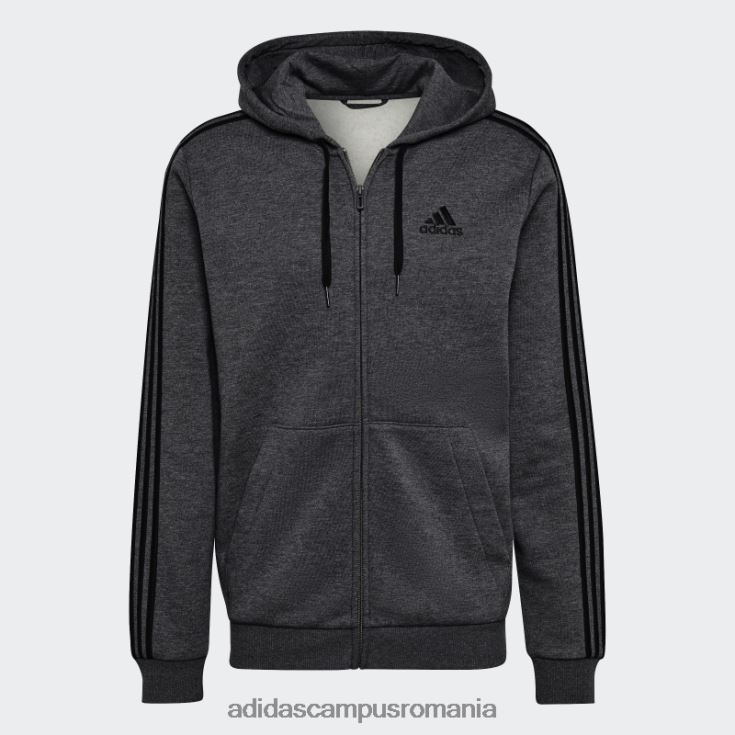 adidas campus romania hanorac cu fermoar complet din lână, gri închis, cu 3 dungi bărbați erica gri închis J266N2914