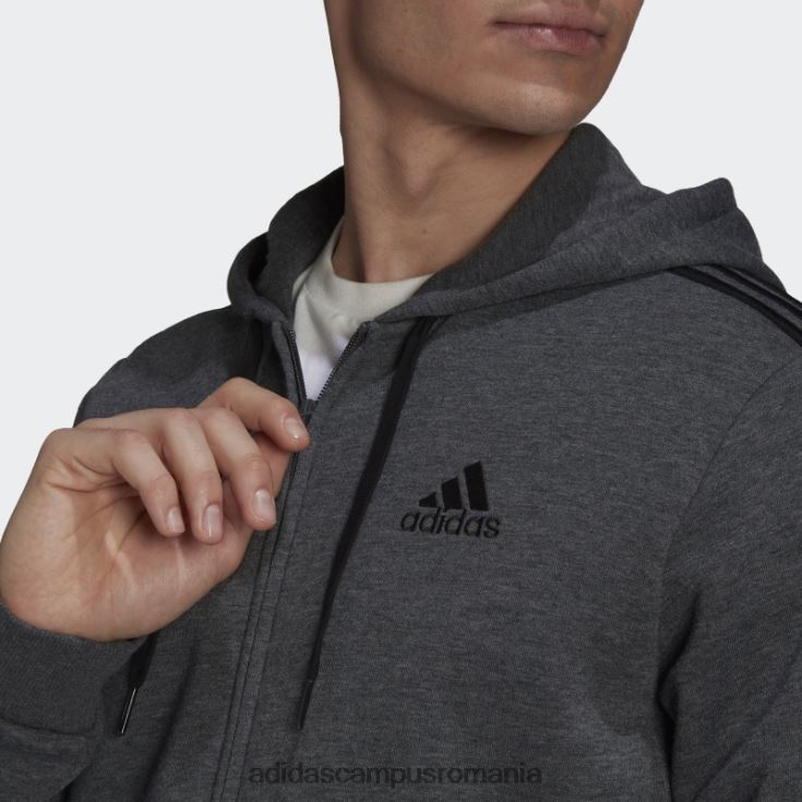 adidas campus romania hanorac cu fermoar complet din lână, gri închis, cu 3 dungi bărbați erica gri închis J266N2914