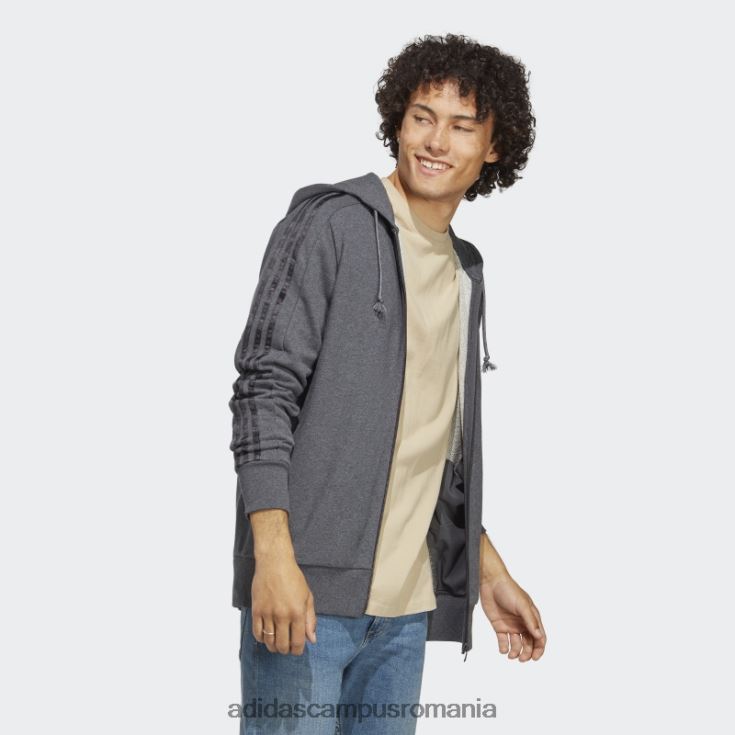 adidas campus romania hanorac cu fermoar complet, gri închis, gri închis bărbați gri închis negru/negru J266N25722