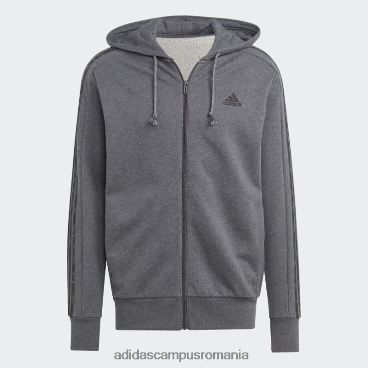 adidas campus romania hanorac cu fermoar complet, gri închis, gri închis bărbați gri închis negru/negru J266N25722