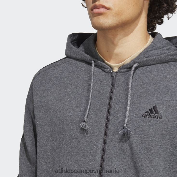 adidas campus romania hanorac cu fermoar complet, gri închis, gri închis bărbați gri închis negru/negru J266N25722