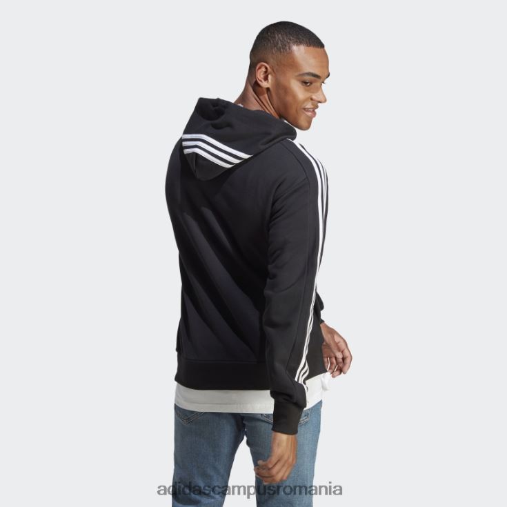 adidas campus romania hanorac cu glugă cu 3 dungi, negru, adidas bărbați alb negru J266N25658