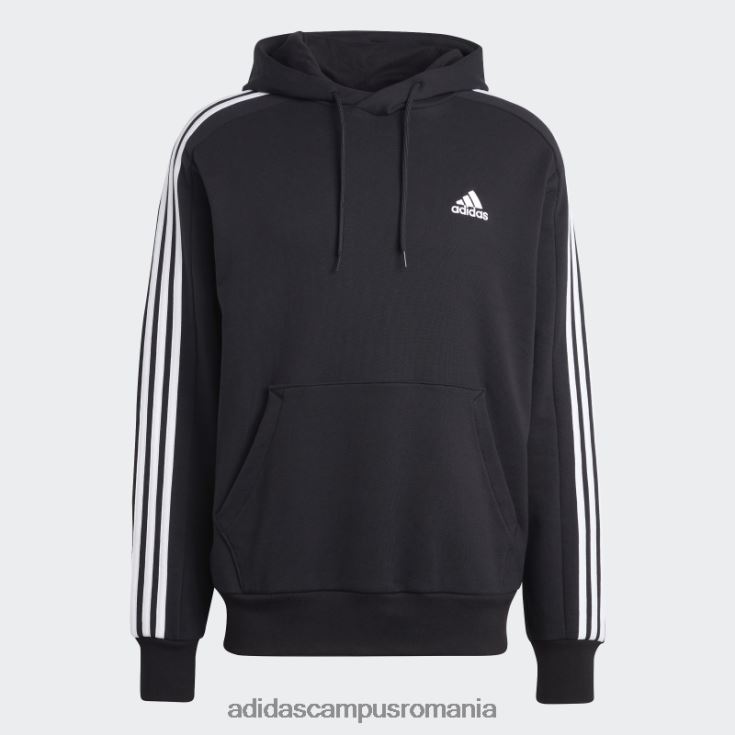 adidas campus romania hanorac cu glugă cu 3 dungi, negru, adidas bărbați alb negru J266N25658