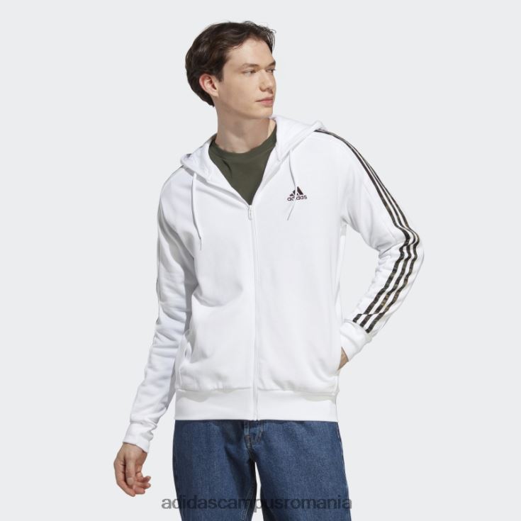 adidas campus romania hot essentials french terry 3 dungi hanorac cu fermoar complet alb bărbați alb/măsliniu J266N25449