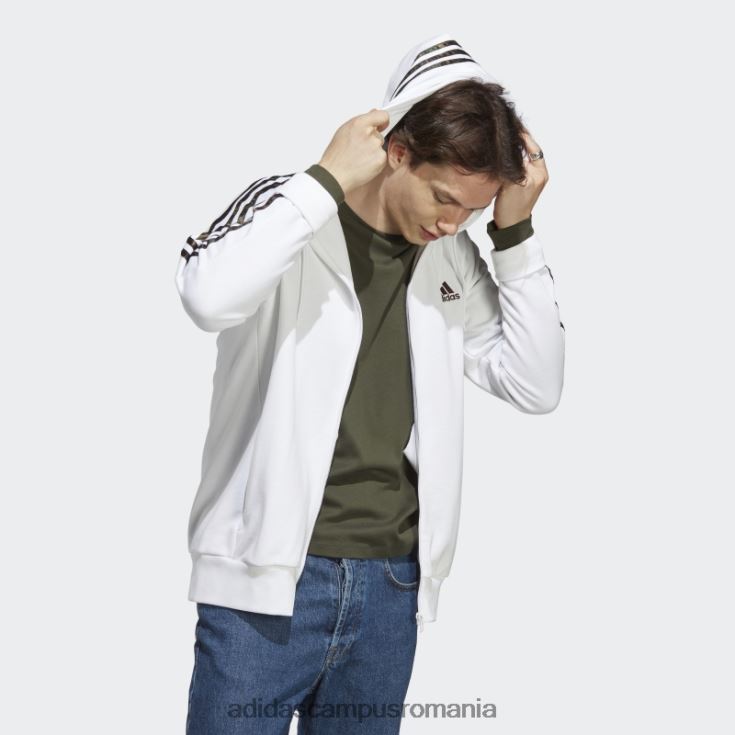 adidas campus romania hot essentials french terry 3 dungi hanorac cu fermoar complet alb bărbați alb/măsliniu J266N25449