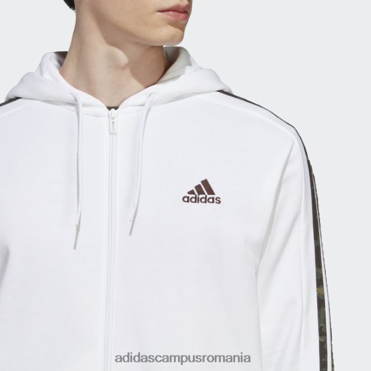 adidas campus romania hot essentials french terry 3 dungi hanorac cu fermoar complet alb bărbați alb/măsliniu J266N25449