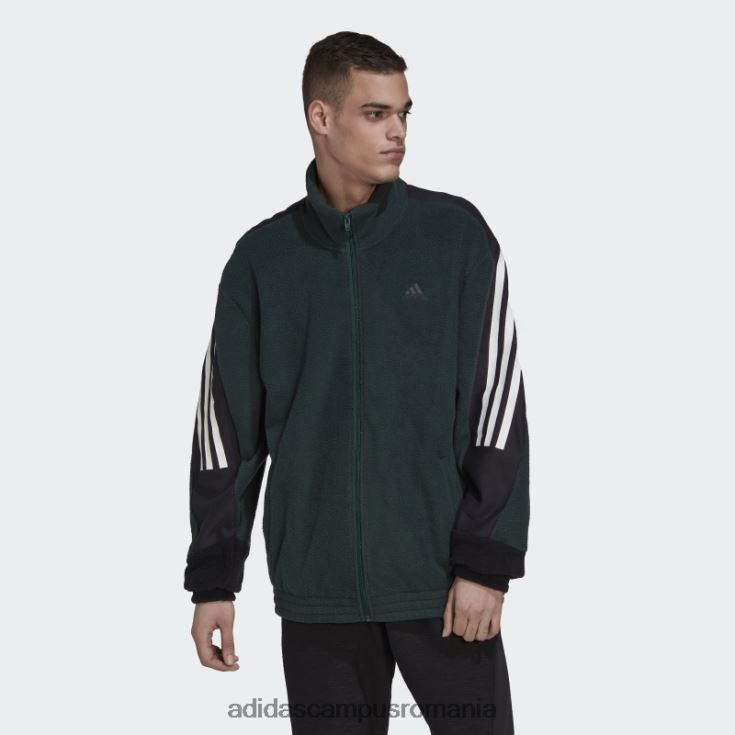 adidas campus romania icoane verzi pentru viitor, bluză din lână polară cu 3 dungi bărbați verde J266N27258