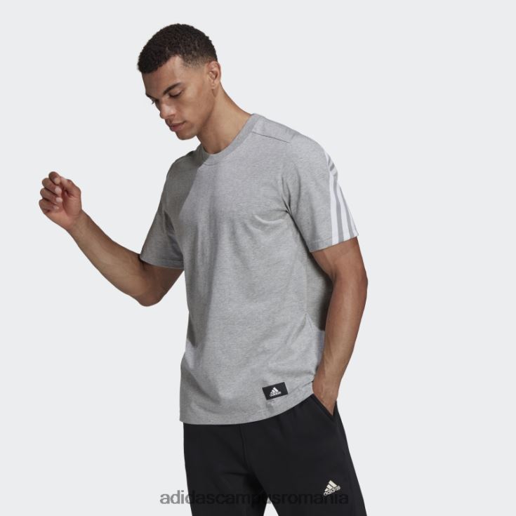 adidas campus romania imbracaminte sport de moda gri mediu future icons tricou cu 3 dungi bărbați gri mediu/alb J266N27500