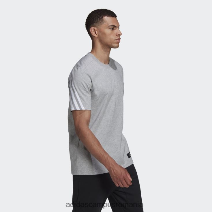 adidas campus romania imbracaminte sport de moda gri mediu future icons tricou cu 3 dungi bărbați gri mediu/alb J266N27500