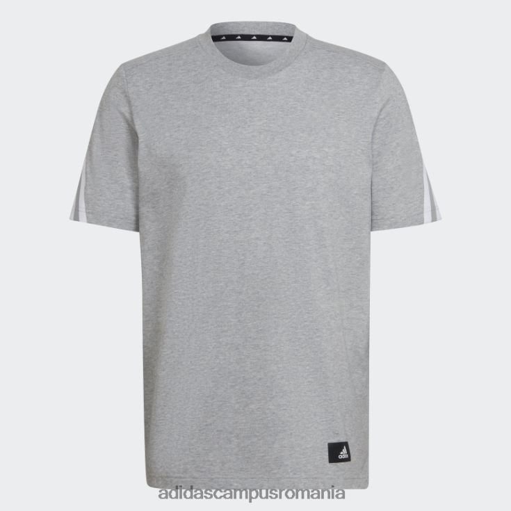 adidas campus romania imbracaminte sport de moda gri mediu future icons tricou cu 3 dungi bărbați gri mediu/alb J266N27500