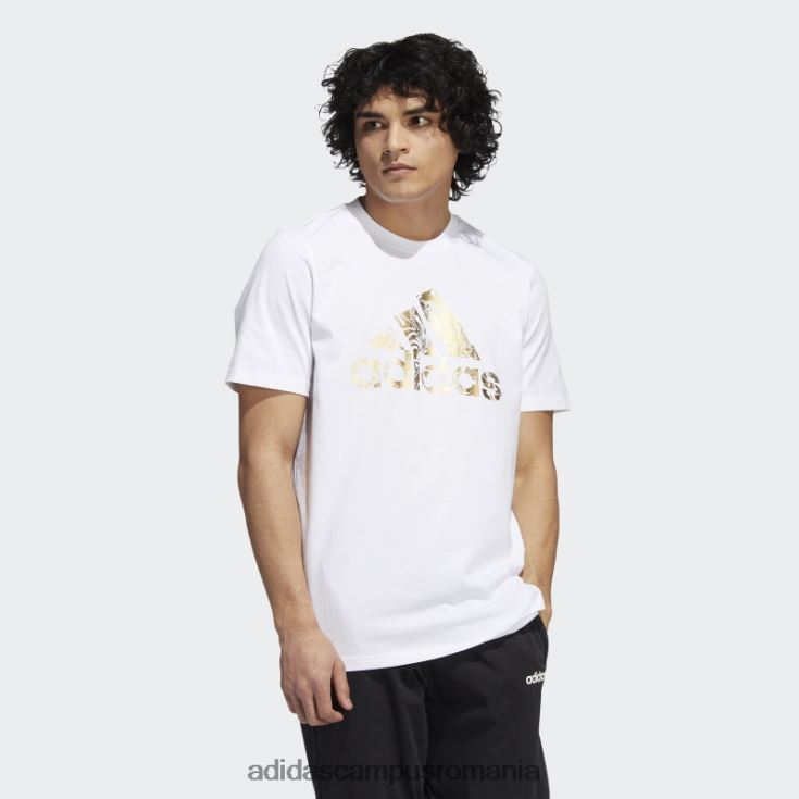 adidas campus romania insignă din folie lichidă a tricouului grafic sport alb bărbați alb J266N26170