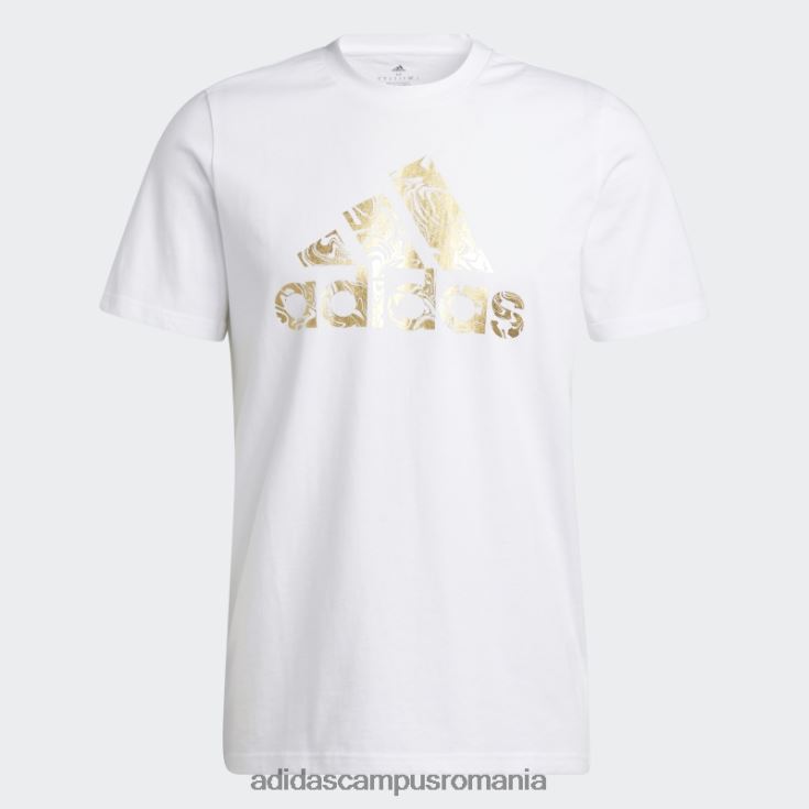adidas campus romania insignă din folie lichidă a tricouului grafic sport alb bărbați alb J266N26170