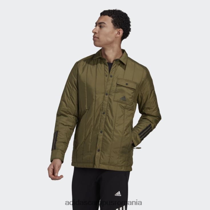 adidas campus romania jachetă cămașă lite itavic 3 dungi olive bărbați măsline J266N26967