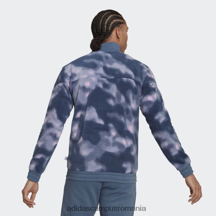 adidas campus romania jachetă cu fermoar 1/4 cu imprimeu natura polar fleece nature bărbați oțel/liliac J266N27201