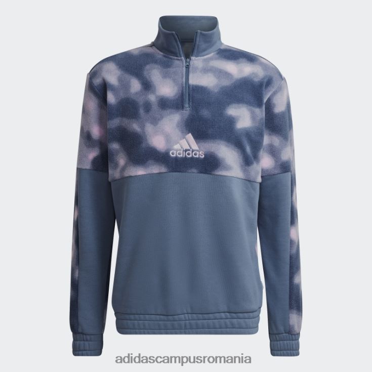 adidas campus romania jachetă cu fermoar 1/4 cu imprimeu natura polar fleece nature bărbați oțel/liliac J266N27201