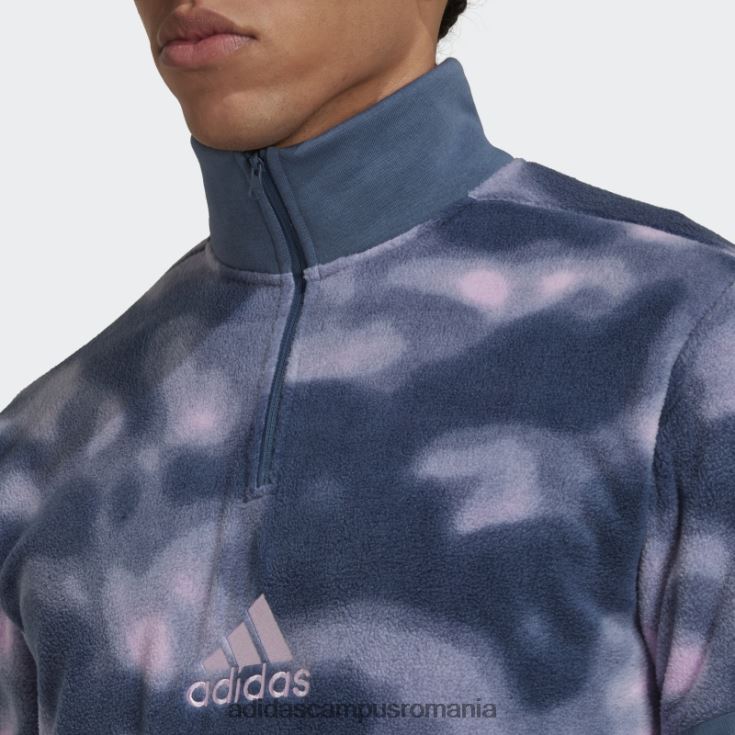 adidas campus romania jachetă cu fermoar 1/4 cu imprimeu natura polar fleece nature bărbați oțel/liliac J266N27201