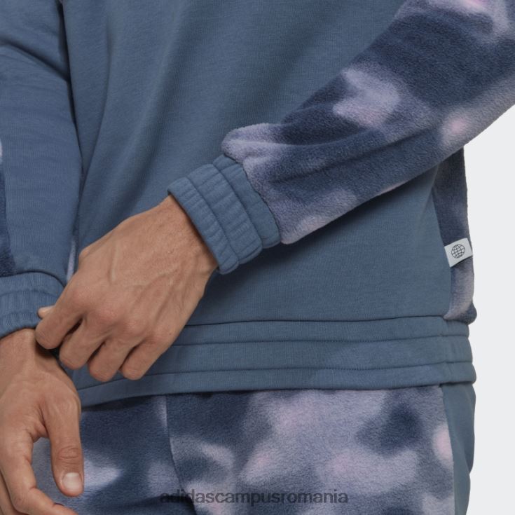 adidas campus romania jachetă cu fermoar 1/4 cu imprimeu natura polar fleece nature bărbați oțel/liliac J266N27201