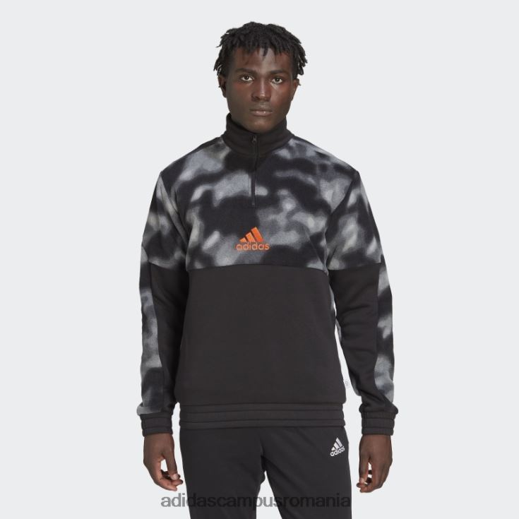 adidas campus romania jachetă cu fermoar 1/4 cu imprimeu natura polar fleece negru adidas bărbați gri inchis J266N27350