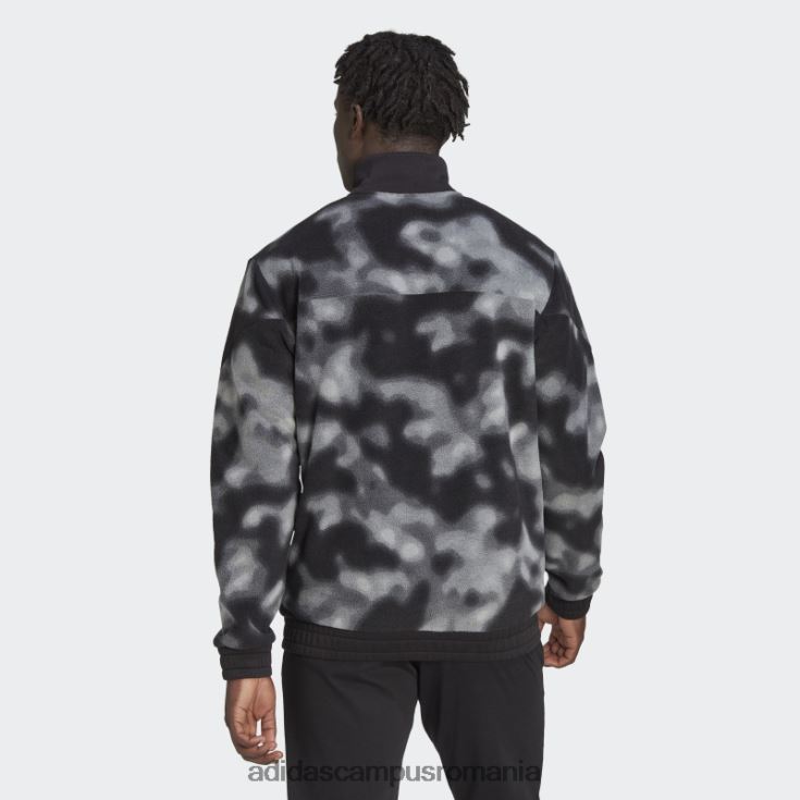 adidas campus romania jachetă cu fermoar 1/4 cu imprimeu natura polar fleece negru adidas bărbați gri inchis J266N27350