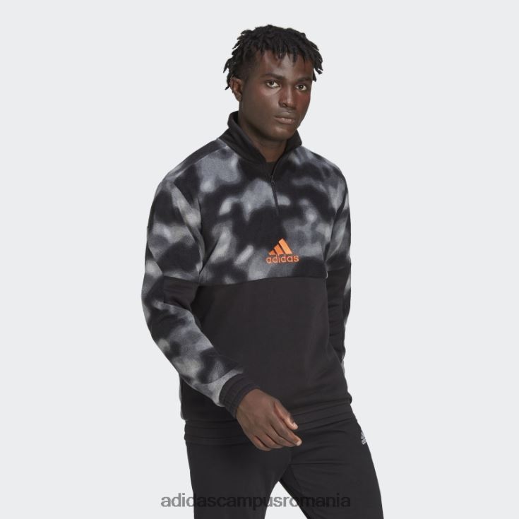 adidas campus romania jachetă cu fermoar 1/4 cu imprimeu natura polar fleece negru adidas bărbați gri inchis J266N27350