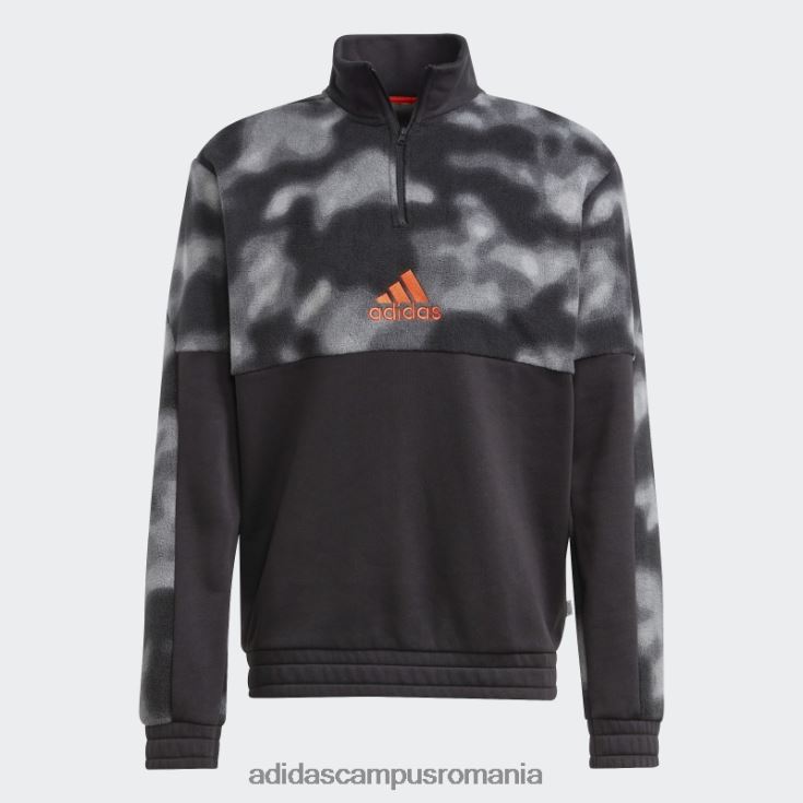 adidas campus romania jachetă cu fermoar 1/4 cu imprimeu natura polar fleece negru adidas bărbați gri inchis J266N27350
