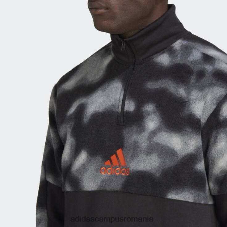 adidas campus romania jachetă cu fermoar 1/4 cu imprimeu natura polar fleece negru adidas bărbați gri inchis J266N27350