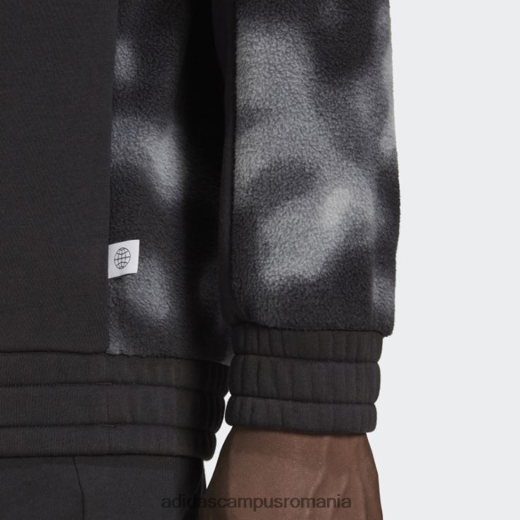 adidas campus romania jachetă cu fermoar 1/4 cu imprimeu natura polar fleece negru adidas bărbați gri inchis J266N27350