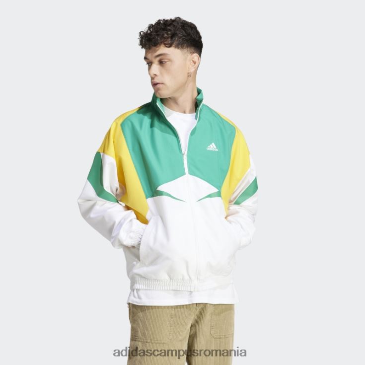 adidas campus romania jachetă de sport albă colorblock bărbați alb/verde curte/auriu J266N25800