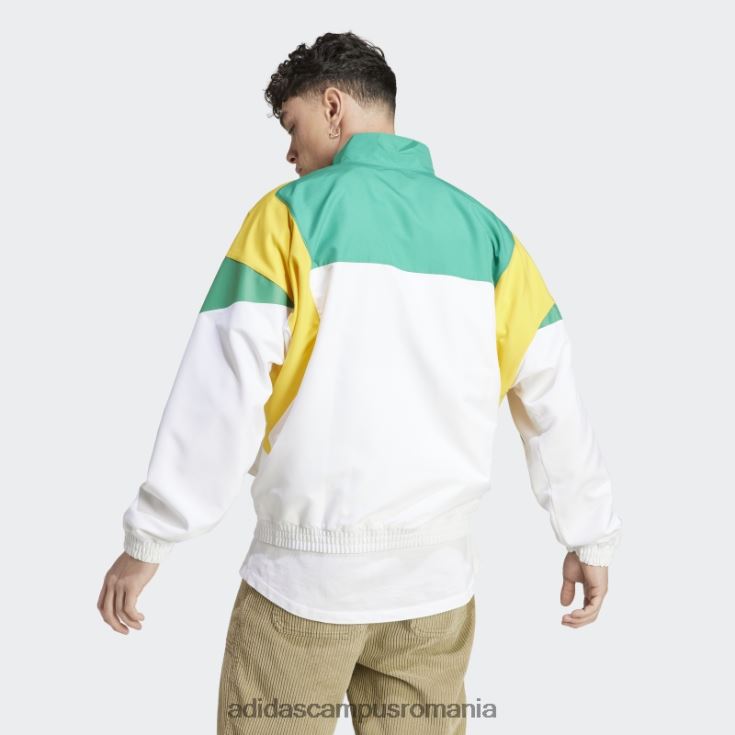 adidas campus romania jachetă de sport albă colorblock bărbați alb/verde curte/auriu J266N25800