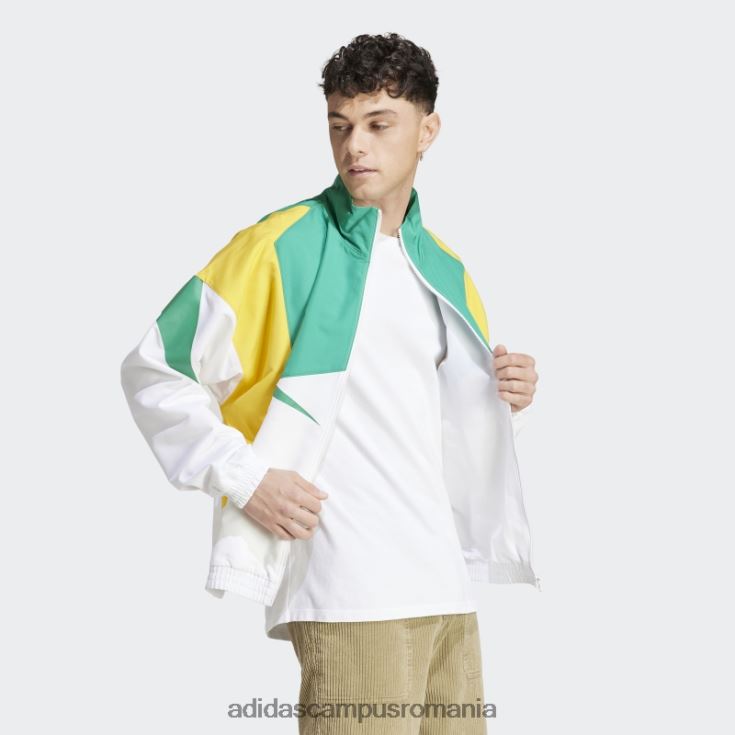 adidas campus romania jachetă de sport albă colorblock bărbați alb/verde curte/auriu J266N25800