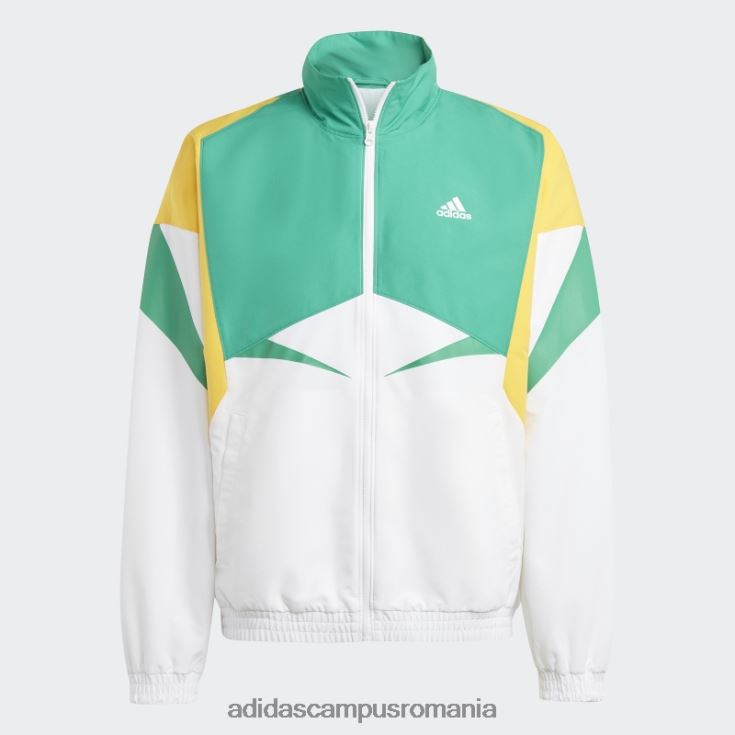 adidas campus romania jachetă de sport albă colorblock bărbați alb/verde curte/auriu J266N25800
