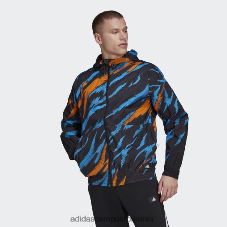 adidas campus romania jachetă de vânt neagră trvl tiger camo bărbați negru J266N214986