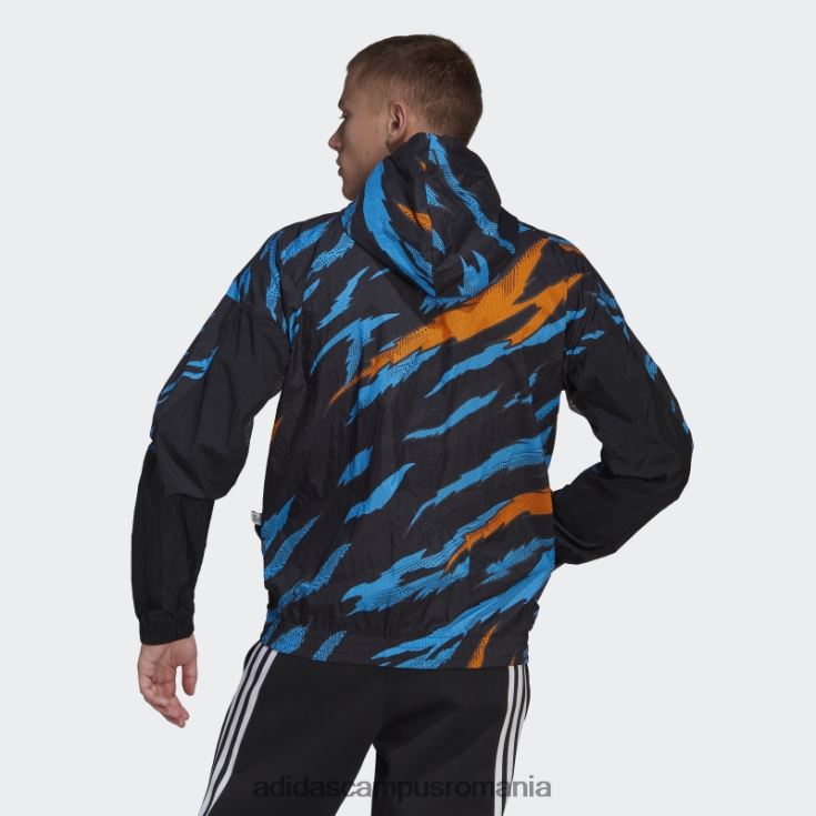 adidas campus romania jachetă de vânt neagră trvl tiger camo bărbați negru J266N214986